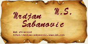 Mrđan Šabanović vizit kartica